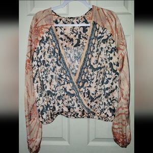 Free People Cruisin Together Surplice Top LARGE